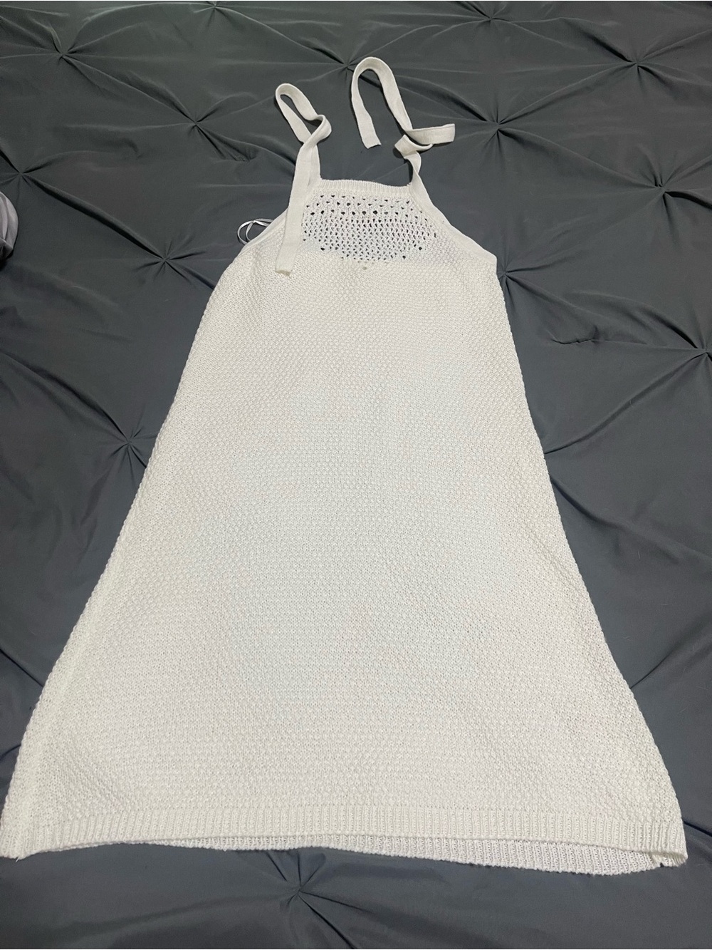 White Knit Halter Sundress